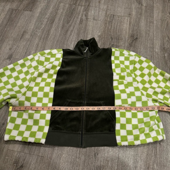 Reworked vintage juicy zip up with green and white checkered print sweater - Picture 5 of 7